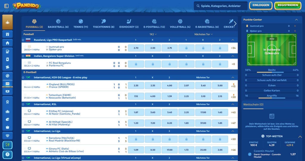 Pandido Live Wetten