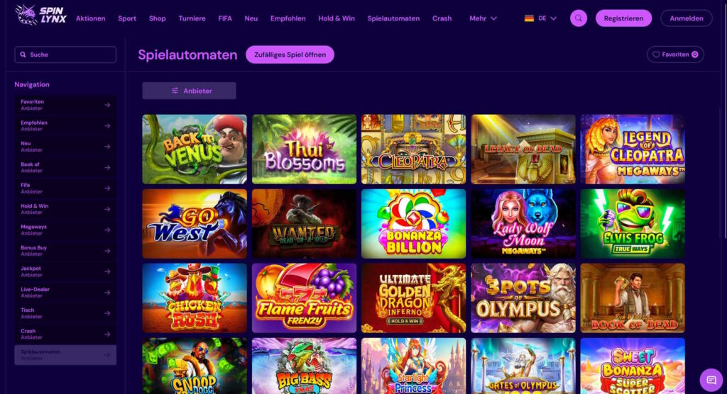Spinlynx Casino Spielautomaten